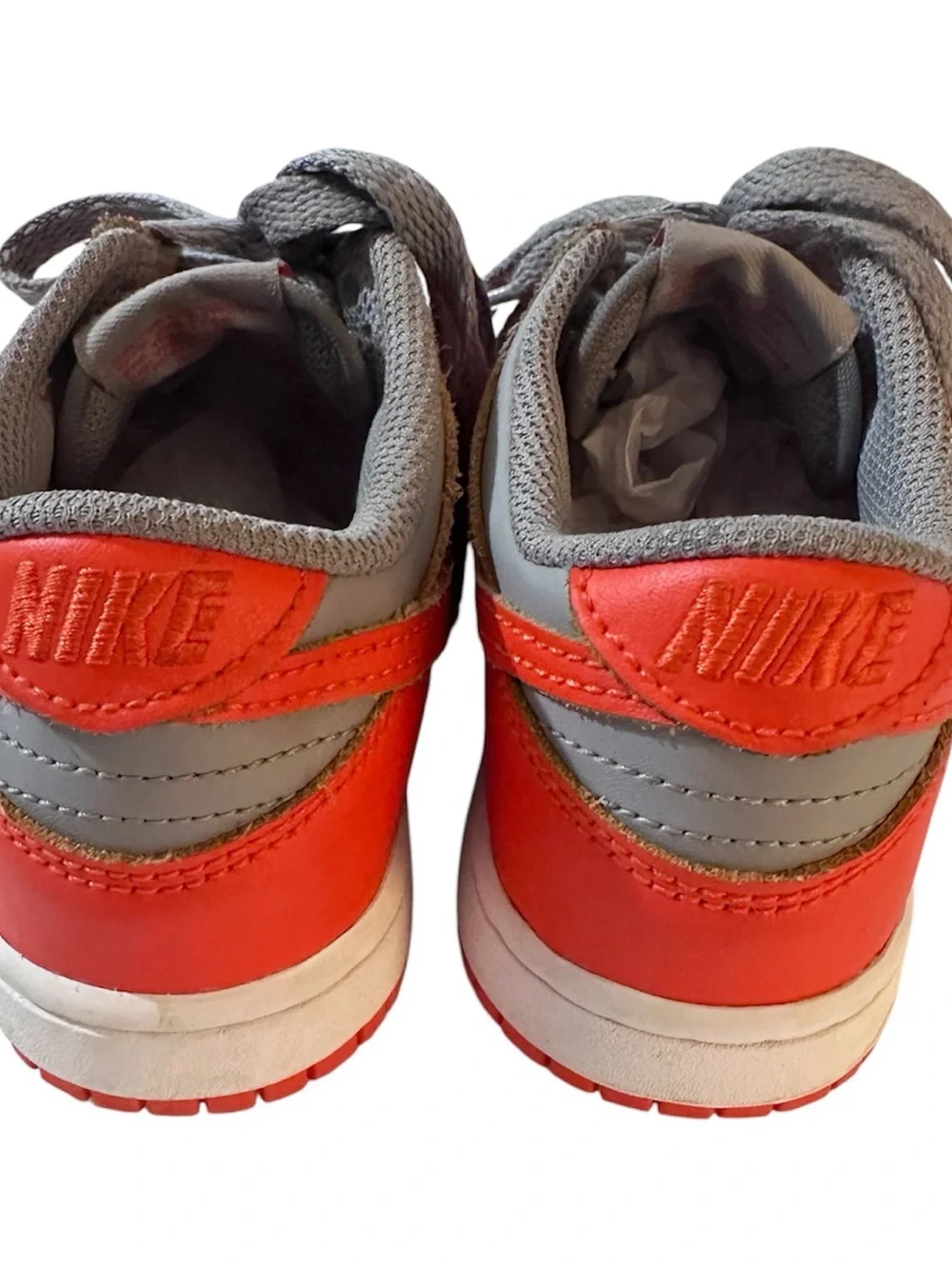 NIKE Dunk Low Retro Kids Unisex  Orange and Gray Sneakers Size 12C